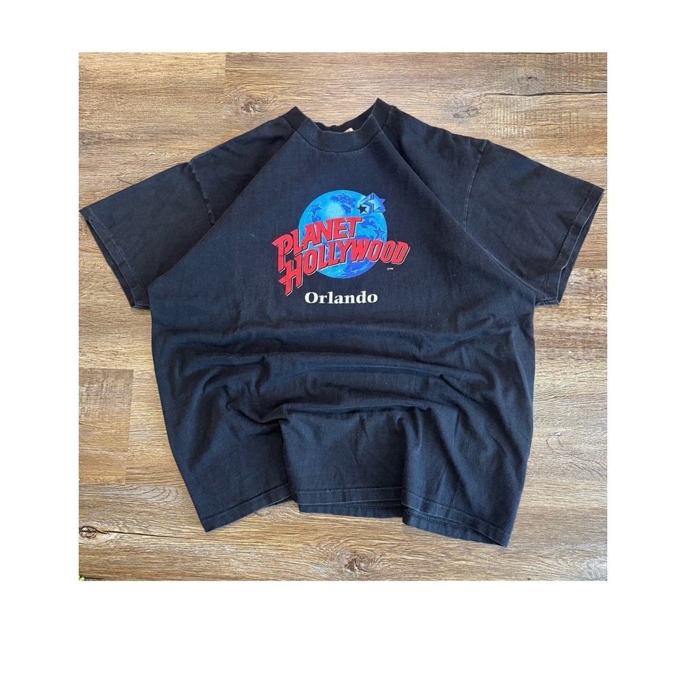 Vintage Planet Hollywood Orlando Single Stitch T Shirt Mens XL Black Made in USA